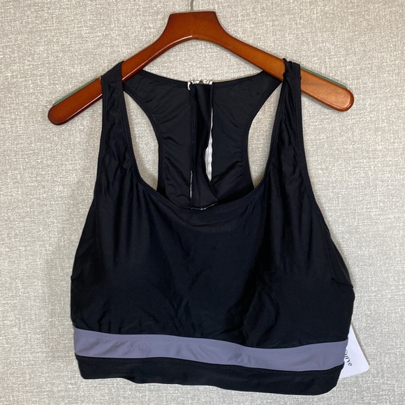 NWT Meet Curve Plus Size Round Neck Black Patchwork Bikini Top - Picture 2 of 6